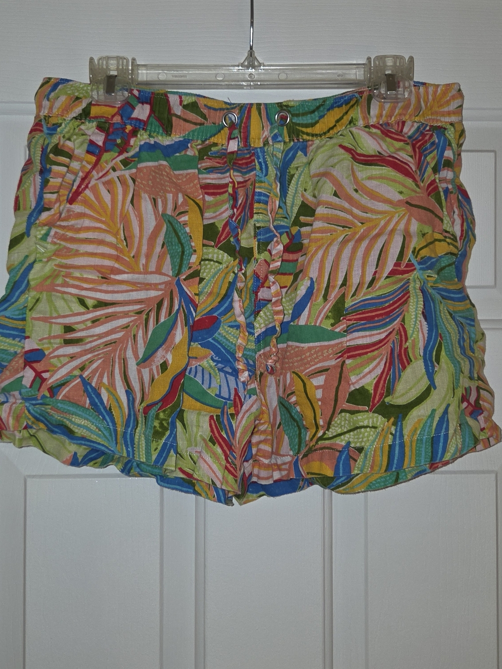 Tropical Multi-Color Women’s Drawstring Shorts 100% Linen